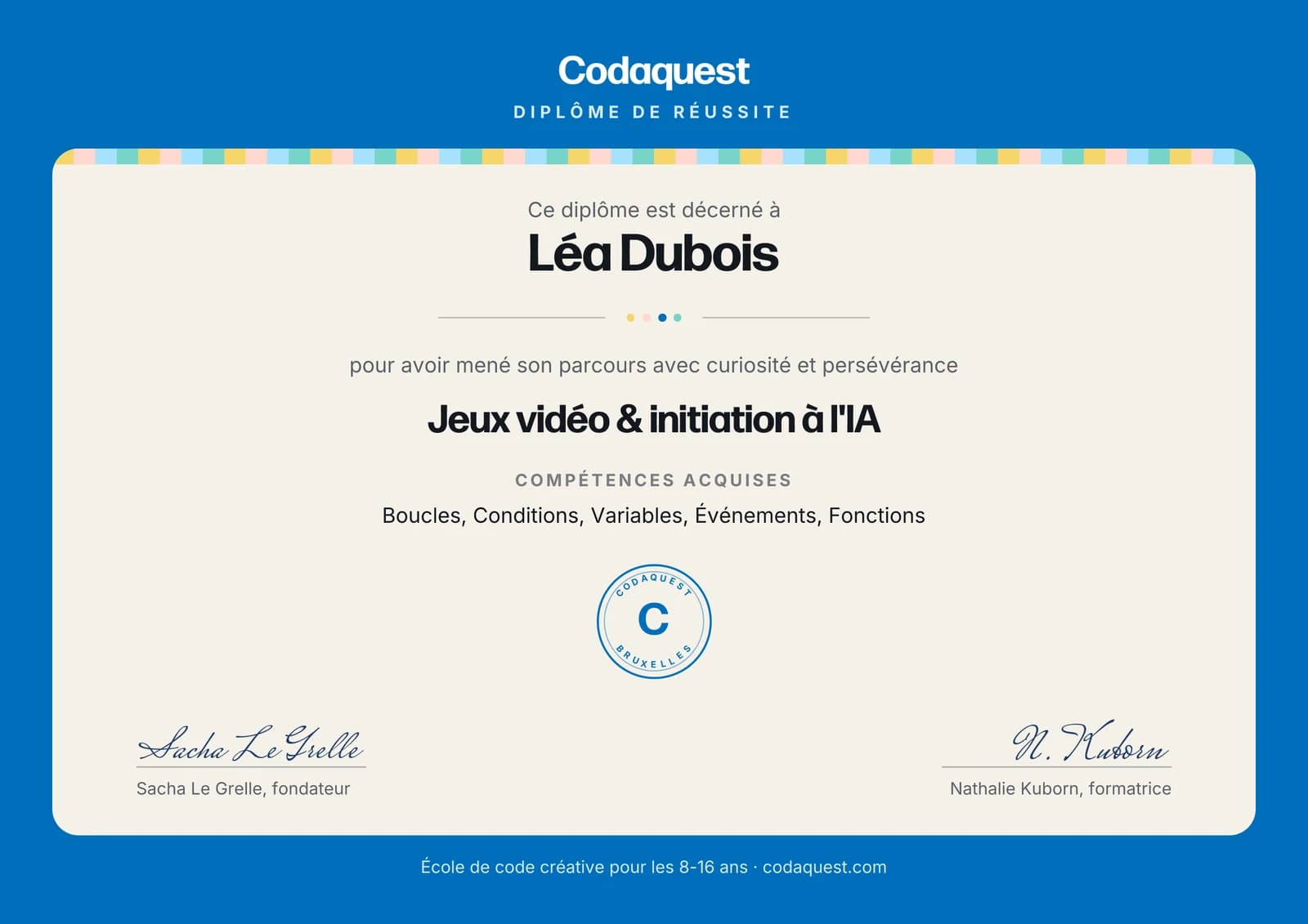 Diplôme Codaquest : Jeux vidéo & initiation à l'IA